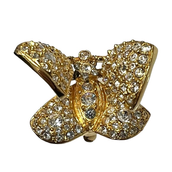 VINTAGE JOAN RIVERS PAVE CRYSTAL TREMBLER BUTTERFLY BROOCH W ARTICULATED WINGS - Picture 9 of 16